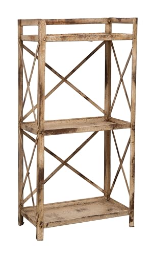 Biscottini Etagere Shabby aus Eisen mit natürlichem antikem Finish L39XPR21XH76,5 cm - Bücherregal - Eingangsmöbel - Wandregal - Konsole Eingang von Biscottini