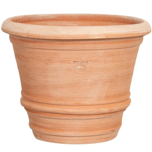 Biscottini Toskana Terracotta Vase L 40 x T 40 x H 30 cm – große Terracotta-Töpfe für den Innen- und Außenbereich – große Vase für den Außenbereich, hergestellt in Italien von Biscottini