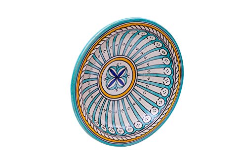Biscottini Wandteller deko 33x33 cm | wandteller boho | Marokkanischer deko teller | Keramik teller | Deko tablett rund | Wanddeko wohnzimme von Biscottini