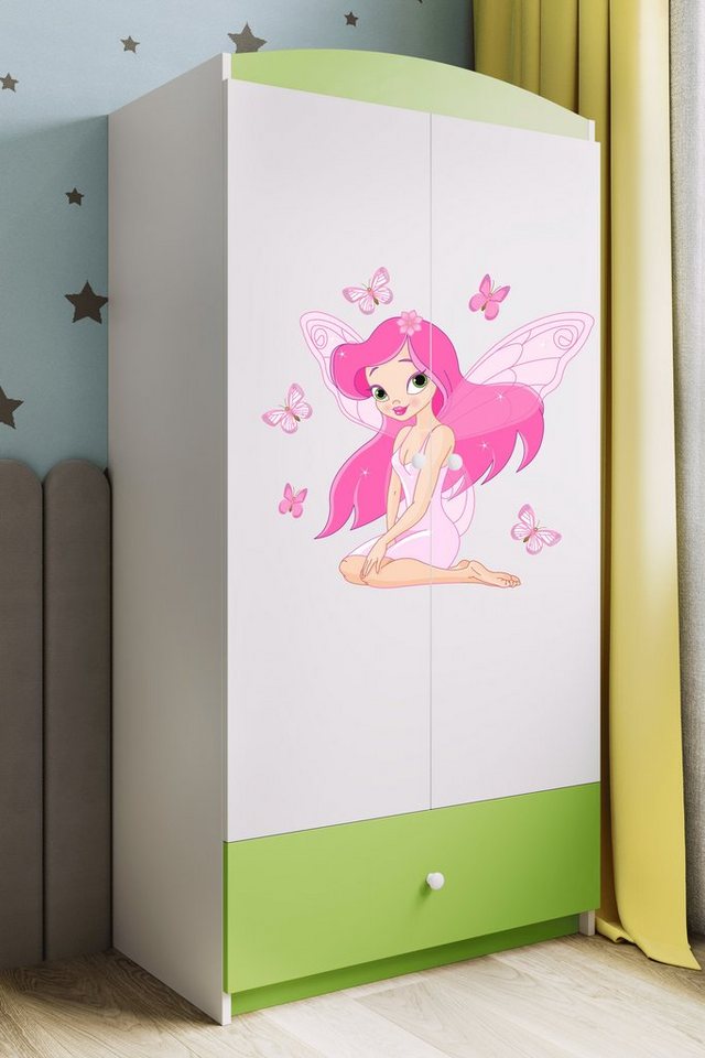 Bjird Kinderkleiderschrank Kleiderschrank Babydreams (4 Einlegeböden und Schublade) Mit Kleiderstange, 175x90x52 cm, verschieden Farben und Varianten für Mädchen und Jungen von Bjird