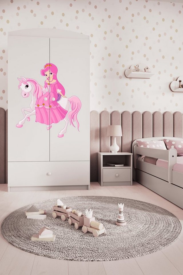 Bjird Kinderkleiderschrank Kleiderschrank Babydreams (4 Einlegeböden und Schublade) Mit Kleiderstange, 175x90x52 cm, verschieden Farben und Varianten für Mädchen und Jungen von Bjird