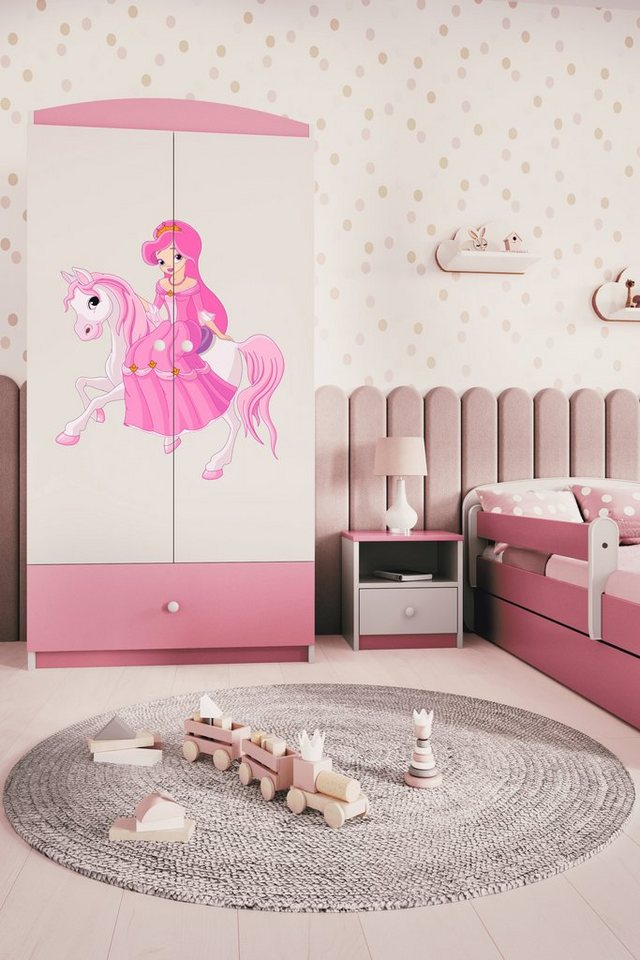 Bjird Kinderkleiderschrank Kleiderschrank Babydreams (4 Einlegeböden und Schublade) Mit Kleiderstange, 175x90x52 cm, verschieden Farben und Varianten für Mädchen und Jungen von Bjird