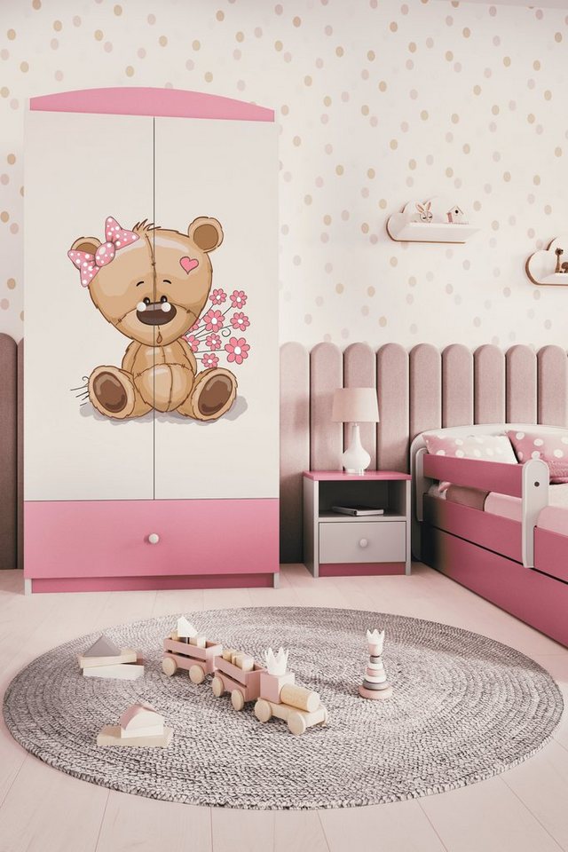 Bjird Kinderkleiderschrank Kleiderschrank Babydreams (4 Einlegeböden und Schublade) Mit Kleiderstange, 175x90x52 cm, verschieden Farben und Varianten für Mädchen und Jungen von Bjird