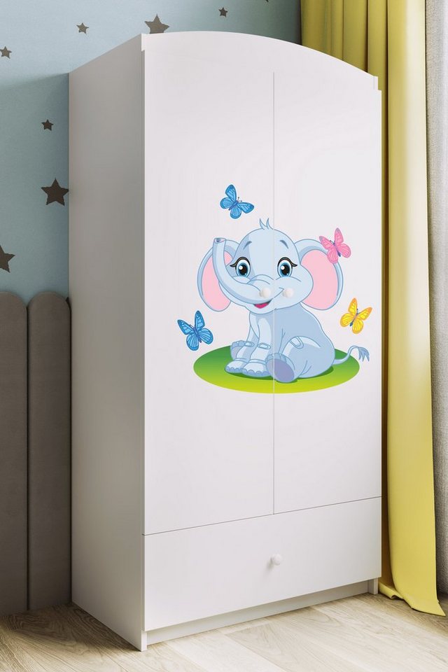 Bjird Kinderkleiderschrank Kleiderschrank Babydreams (4 Einlegeböden und Schublade) Mit Kleiderstange, 175x90x52 cm, verschieden Farben und Varianten für Mädchen und Jungen von Bjird