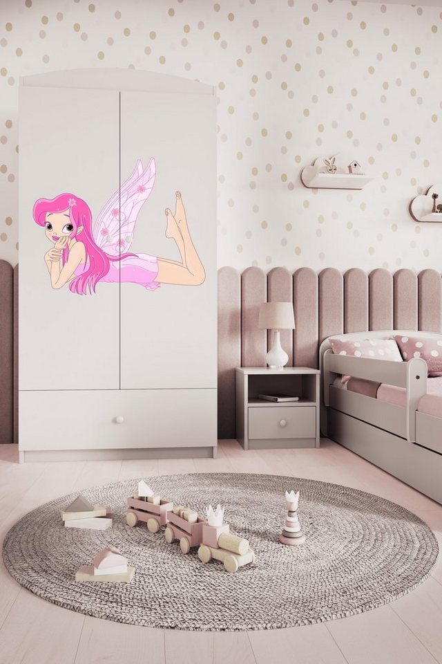 Bjird Kinderkleiderschrank Kleiderschrank Babydreams (4 Einlegeböden und Schublade) Mit Kleiderstange, 175x90x52 cm, verschieden Farben und Varianten für Mädchen und Jungen von Bjird