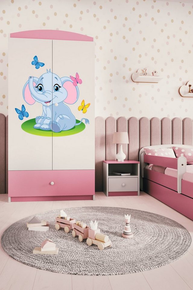 Bjird Kinderkleiderschrank Kleiderschrank Babydreams (4 Einlegeböden und Schublade) Mit Kleiderstange, 175x90x52 cm, verschieden Farben und Varianten für Mädchen und Jungen von Bjird