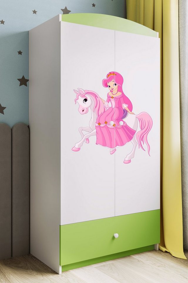 Bjird Kinderkleiderschrank Kleiderschrank Babydreams (4 Einlegeböden und Schublade) Mit Kleiderstange, 175x90x52 cm, verschieden Farben und Varianten für Mädchen und Jungen von Bjird