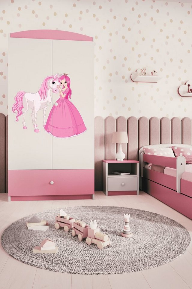 Bjird Kinderkleiderschrank Kleiderschrank Babydreams (4 Einlegeböden und Schublade) Mit Kleiderstange, 175x90x52 cm, verschieden Farben und Varianten für Mädchen und Jungen von Bjird