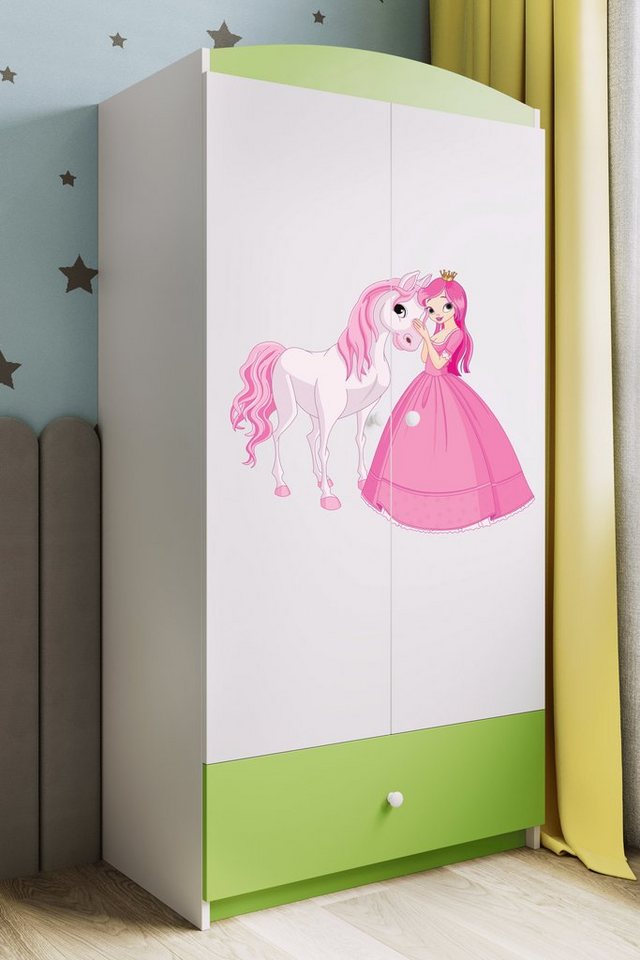 Bjird Kinderkleiderschrank Kleiderschrank Babydreams (4 Einlegeböden und Schublade) Mit Kleiderstange, 175x90x52 cm, verschieden Farben und Varianten für Mädchen und Jungen von Bjird