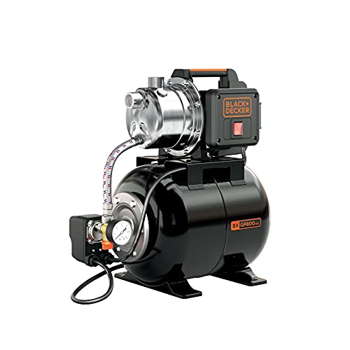 BLACK+DECKER BXGP800XBE Selbstansaugende Pumpe mit Behälter für Klarwasser (800 W, max. Förderleistung 3500 l/h, max. Förderhöhe 38 m) von Black+Decker