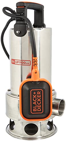 Black+Decker BXUP1100XDE Tauchpumpe für Schmutzwasser (1100 W, max. Förderleistung 16.500 l/h, max. Förderhöhe 10,5 m), Grau von Black+Decker