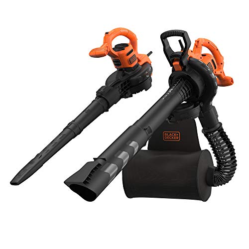 Black+Decker 3-in-1 Elektro-Laubsauger & Laubbläser (2.900 Watt, mit Häcksler, hohe Blasgeschwindigkeit von 315 km/h, 55l Fangsack-Rucksack, für Terrassen, Wege, Einfahrten) BEBLV260 BEBLV290 von Black+Decker