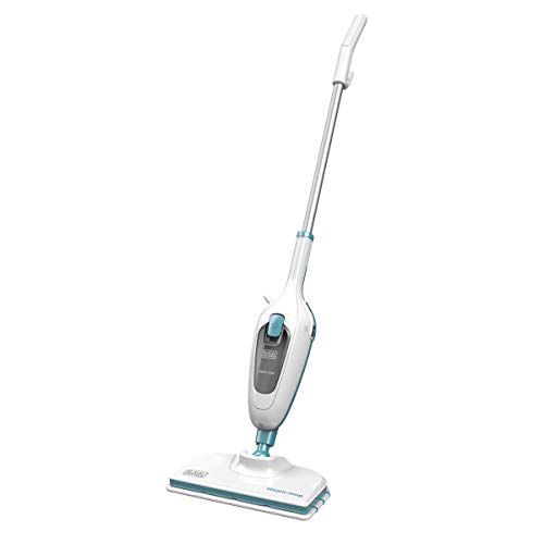 Black+Decker FSM13E1 Dampfbesen Steam Mop, Basic (Dampfreiniger für hygienische, gründliche Sauberkeit, abnehmbarer Stiel, einfache Bedienbarkeit, inkl. 1 Mikrofaser-Pad), 1300 W von Black+Decker