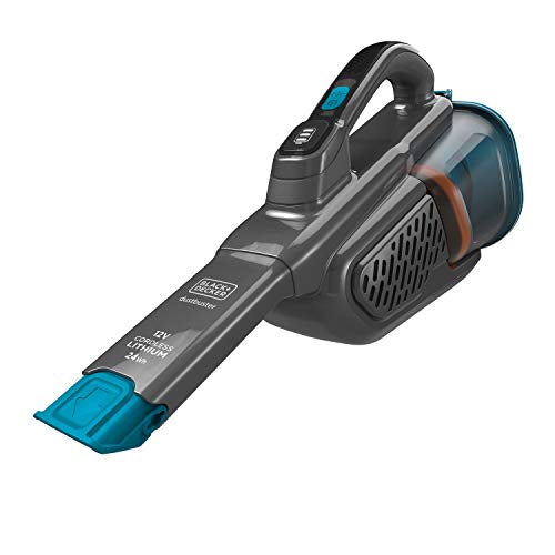 Black+Decker Lithium Dustbuster BHHV320B mit Cyclonic Action – 12V, 25AW, Akku Handstaubsauger mit ausziehbarer Fugendüse & Ladestation – Beutelloser, kabelloser Staubsauger – Titanium/Blau von Black+Decker