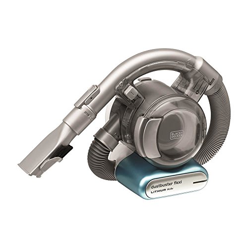 Black+Decker Lithium Dustbuster Flexi – 14,4V Akku Handstaubsauger mit flexiblem Saugschlauch – Beutel- und kabellos – 1 x Staubsauger inkl. Ladestation, Flusen- und Haaraufsatz, Blau Metallic von Black+Decker