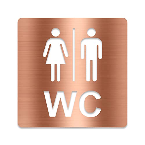 3D WC Schild, Hochglanz, Matt, selbstklebend, Damen, Herren, Türschild, Piktogramm, Markierung, Toilette, Acryl/Holz (Kupfer (gebürstet)) von Blacked LaserTEC