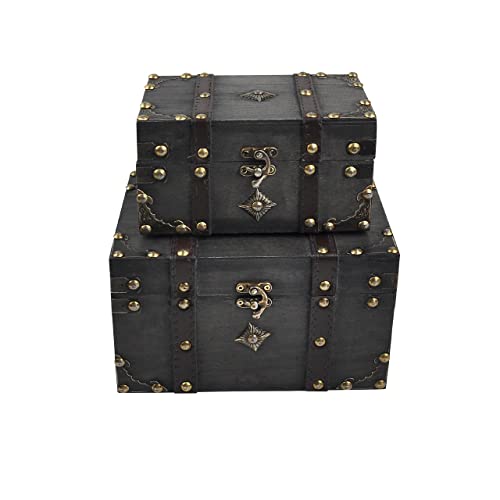 2 Stück/Set Vintage handgefertigte Aufbewahrungsbox – Vintage-Aufbewahrungsbox aus Holz im antiken Stil, Schmuck-Organizer für Kleiderschrank, Schmuckbox, Schmuckbox, dekorative Box (301-Combo2) von Blanc