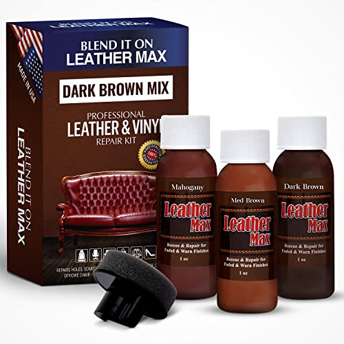 Leather Max Quick Blend Refinish and Repair Kit, Restore Couches, Recolor Möbel & Repair Autositze, Jacken, Sofa, 3 Farbschattierungen zum Verblenden mit Leder, Vinyl Bonded (Double Dark Brown) von Blend It On