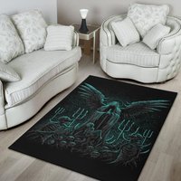 Schädel Skelett Gothic Kapuze Flügel Dämon Schwert Bereich Teppich Tolle Neue Farbe - Zimmer Deko Satanic Skull Room Rug von BlendedExtreme