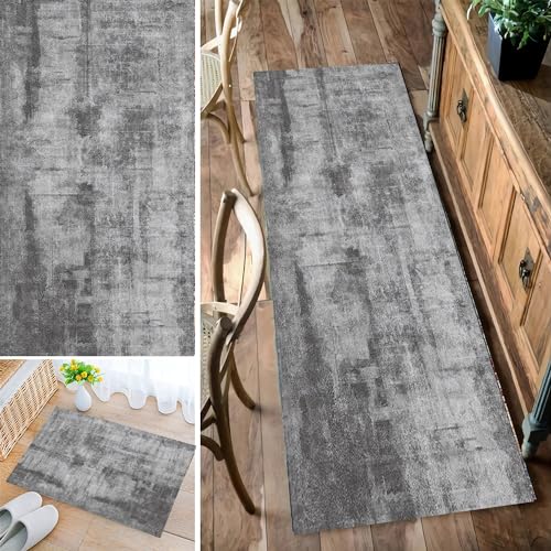 Bleockth Teppich Läufer Flur, Waschbar rutschfest 50x200cm Flurteppich Flurläufer Lange Küchenläufer für Korridor Schlafzimmer, Modern Küchen Teppich Polyester Anpassbar von Bleockth