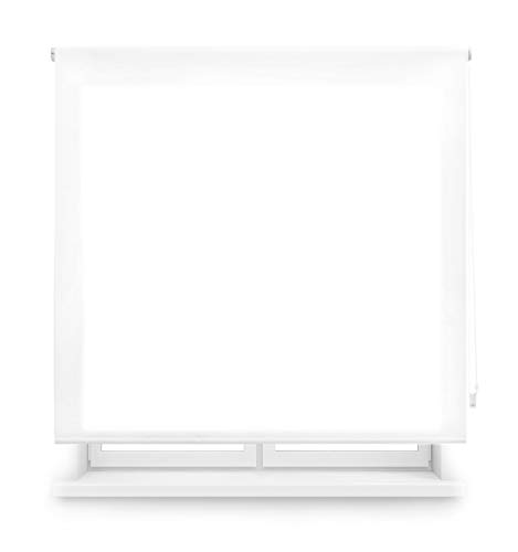 Blindecor Ara | Lichtdurchlässiges Rollo | Weiß | 180 x 175 cm (BxH) | Stoffgröße 177 x 170 cm | Rollos für fenster von Blindecor