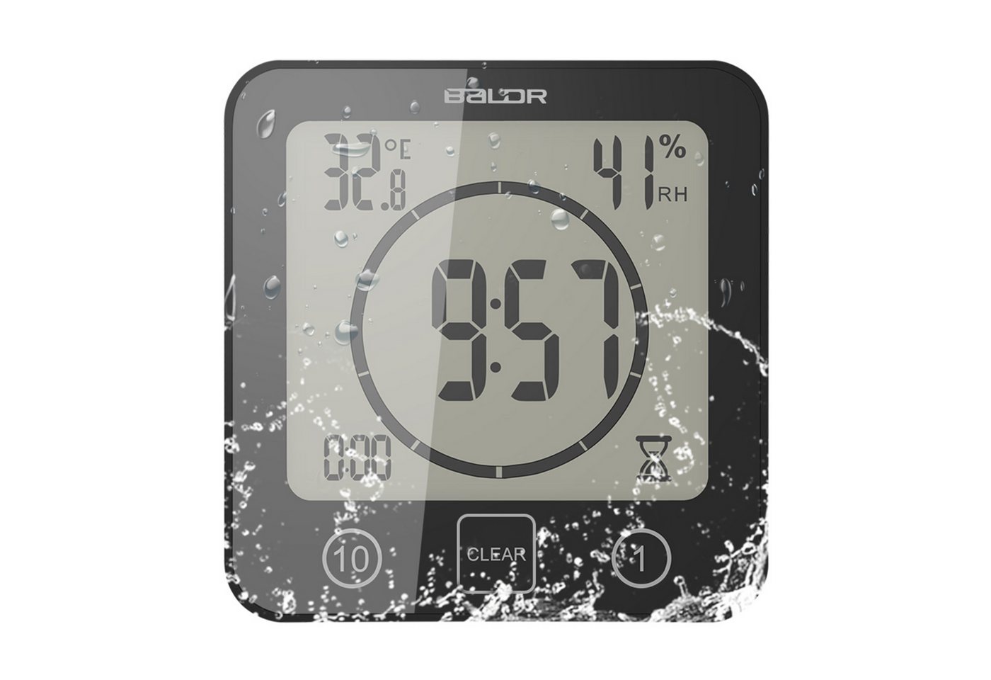 BlingBin Badezimmeruhr Duschwanduhr Digital mit Alarm Wasserdicht Temperatur Luftfeuchtigkeit (LCD-Display und 150 Grad breiterer Betrachtungswinkel) von BlingBin