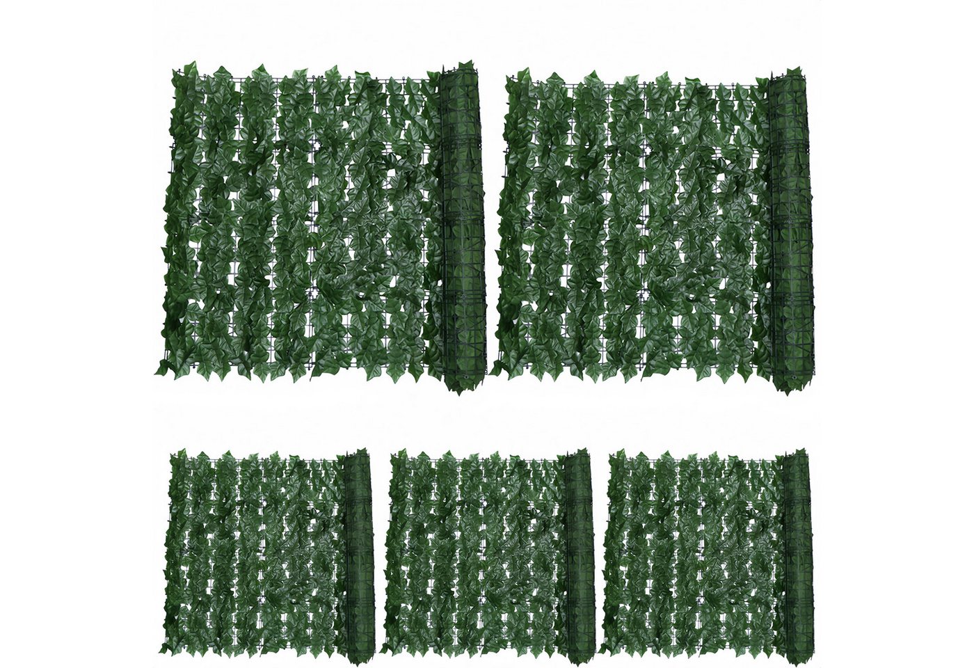 BlingBin Balkonsichtschutz Künstliche Heckenrolle Hecke Sichtschutz 1 x 3 m Grüne Blätter Hecke (1er Set, 5-St., 105 tlg) Outdoor Efeu Sichtschutz Balcony Privacy Screen mit 20 Kabelbindern von BlingBin