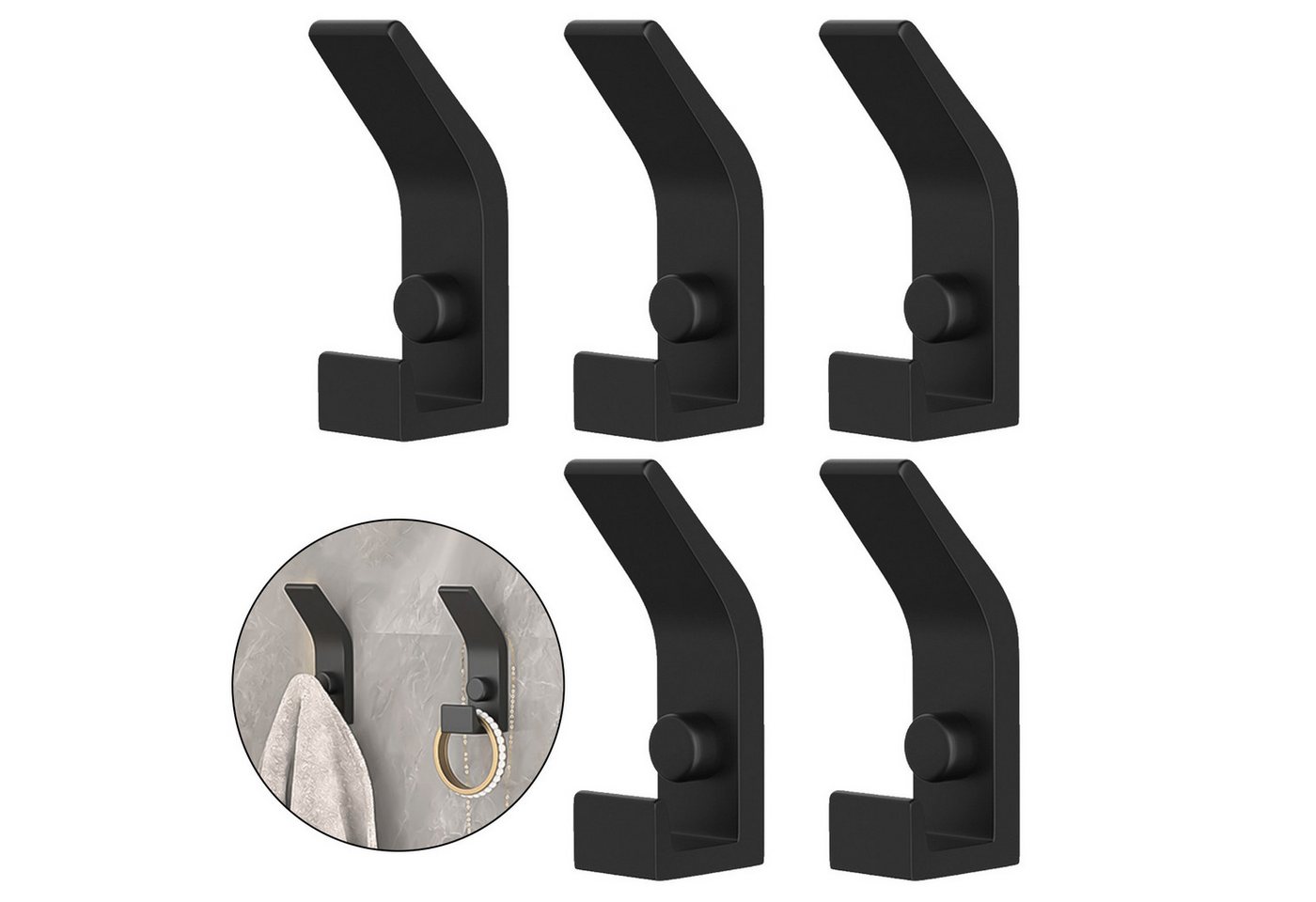 BlingBin Kleiderhaken 5 Stück Garderobenhaken Metall Handtuchhaken Kleiderhaken, Badezimmer, (5er Set, 5-St., 5pcs), Moderne Garderobe Haken, Wandhaken für Türen, Foyers Bad und Flure von BlingBin