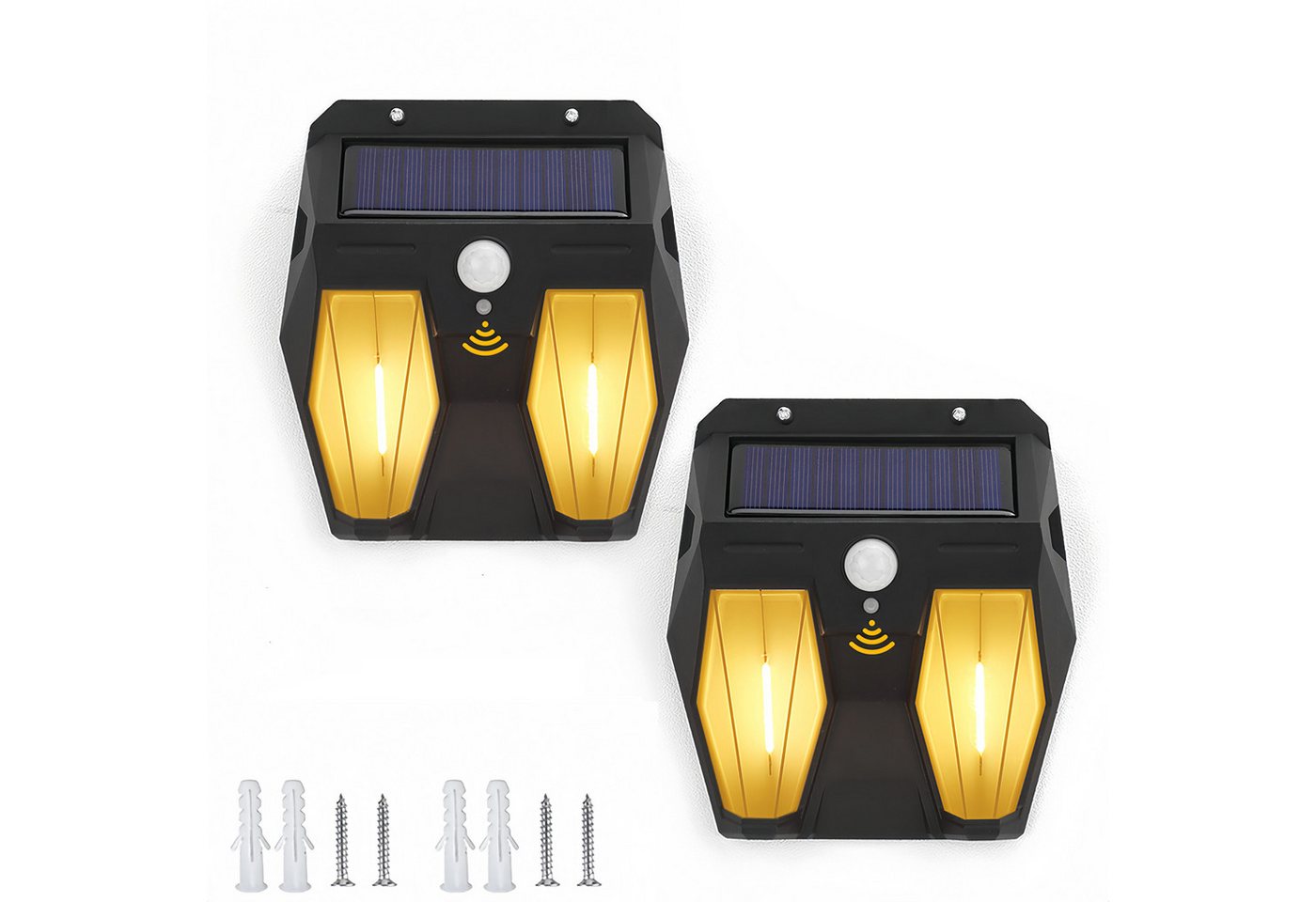 BlingBin Wandleuchte LED Solarleuchte mit Bewegungsmelder Außen Wolfram Filament Lampe, mit Bewegungssensor, LED fest integriert, warmes Licht, Solarlampe Wolframlampe 3 Modi Wandleuchte Fluter LED Strahler Licht von BlingBin