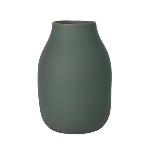 blomus -COLORA- Vase L aus Steingut, Agave Green, hergestellt in hochwertiger Handarbeit, elegante dekorative Tischvase, flächenschonende Dekoration (H / B / T: 20 x 14 x 14 cm, Agave Green, 65704) von Blomus