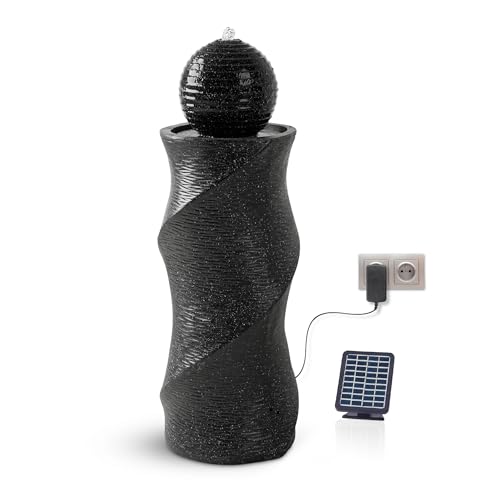 Bloomida Solar gartenbrunnen | Solarbrunnen für draussen mit LED I Balkon/Gartenbrunnen Solar Zierbrunnen Innen & Außen I Kaskaden Brunnen Wasserbrunnen Garten Kugelbrunnen von Bloomida