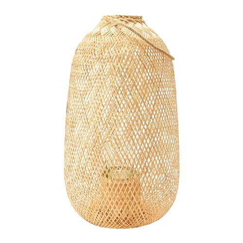 Bloomingville Hand-Woven Bamboo Lantern with Jute Handle & Glass Insert, Natural Kerzenhalter, Natur von Bloomingville