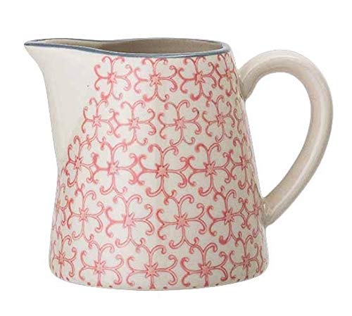 Bloomingville Milchkännchen Cecile Retro Sahnekännchen Kännchen kleine Kanne Ø 8,5 x H 8,5 cm, rosa, Keramik, fasst ca. 250 ml von Bloomingville