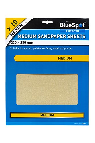 Blue Spot Tools 19853 BlueSpot Schleifpapier, Medium, Schwarz, 230 x 280 mm, 10 Stück von Blue Spot Tools