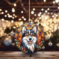 Husky Weihnachten Keramik Ornament Husky-Liebhaber Niedliches Weihnachtsgeschenk Glasmalerei-stil Hundeverzierung Hundebesitzer Geschenk Niedlich von BluebirdMuseBoutique