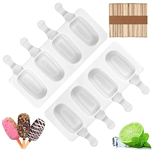 Bluelves Eisformen Silikon, 8 Eisformen Eis am Stiel, DIY Ideen Eiscreme Formen,BPA Frei Kuchen Eis am Stiel Backform,Eisförmchen mit Stiel,Popsicle Molds Set von Bluelves