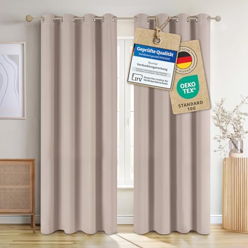 Blumtal Verdunklungsvorhänge 2er Set - Thermovorhang Hitzeschutz - Vorhang Blickdicht mit Ösen - Gardinenschals mit Schlaufen - Curtain - Gardinen 145x140cm - Schlaufenschal 2er Set - Vorhang Taupe Blumtal Verdunklungsvorhänge 2er Set - Thermovorhang Hitzeschutz - Vorhang Blickdicht mit Ösen - Gardinenschals mit Schlaufen - Curtain - Gardinen 145x140cm - Schlaufenschal 2er Set - Vorhang Taupe von Blumtal