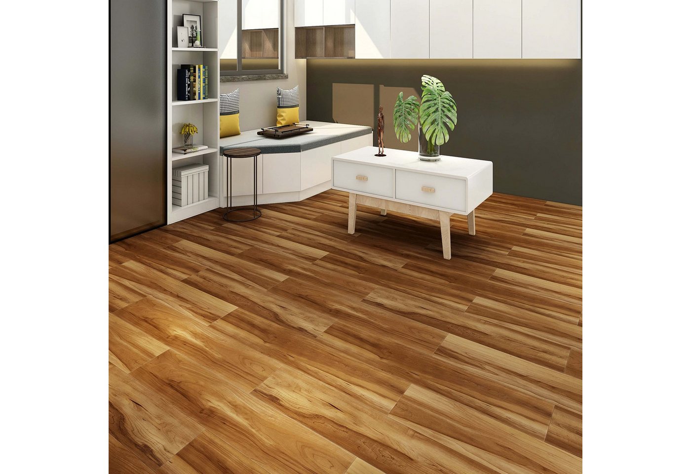 Blusmart Vinylboden Vinylboden mit Holzmaserung Aussehen, geeignet für professionelle und DIY Installation, Fläche von 2.554m ²/ Kasten (10 Fliesen/1 Packung) von Blusmart