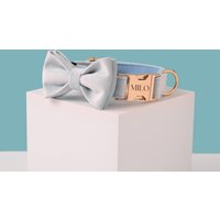 Baby Blau Personalisiertes Hundehalsband Schleife, Und Leine, Großer Hund Kleiner Welpe, Dickes Samthalsband, Hochzeit Hundehalsband, Hundeliebhaber von Bobocollar