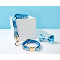 Blaue Süße Personalisierte Hundehalsband Fliege, Für Jungen Hund, Hochzeit Hundehalsband, Welpe Halsband Und Leinenschleife, Uk Kostenloser Versand von Bobocollar