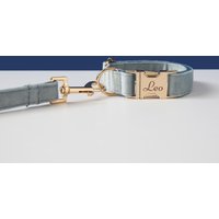 Dusty Blue Hundehalsband Und Leine Set, Leine, Großer Hund Kleiner Welpe, Dickes Samthalsband, Hochzeit Hundehalsband, Hundeliebhaber Geschenk Uk von Bobocollar