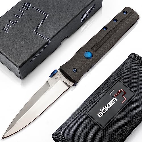 BÖKER PLUS® Icepic Dagger - Dolch Taschenmesser mit Daumen-Pin - flaches EDC Einhand-Messer mit Clip - Gentleman Klappmesser mit 8 cm VG10 Dolchklinge von Böker Plus