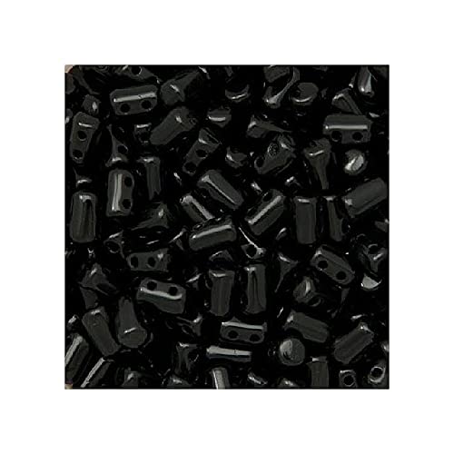 10 g Matubo Rulla two-hole pressed glass beads cylinder, 3 x 5 mm jet black (Matubo Rulla Zwei-Loch-Glasperlenzylinder Schwarz) von Bohemia Crystal Valley