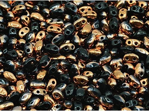 10g GBDUO 2-Loch-ovale Perlen (wie Superduo) 2.5 x 5 mm, Schwarzer Roségold Capri (23980-27101-), Böhmisches Kristall Glas, Tschechien 11109029 GBduo 2-hole Oval Beads (like SuperDuo) von Bohemia Crystal Valley