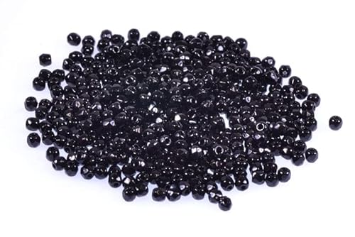 120pcs Feuerpolierte facettierte Perlen rund 2 mm, Schwarz (23980), Böhmisches Kristall Glas, Tschechien 15119001 Fire Polished Faceted Beads Round von Bohemia Crystal Valley