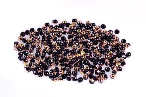 120pcs Feuerpolierte facettierte Perlen rund 2 mm, Schwarz 28009 (23980-28009), Böhmisches Kristall Glas, Tschechien 15119001 Fire Polished Faceted Beads Round von Bohemia Crystal Valley
