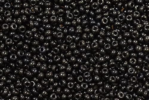 20g (2470 pcs) Round Rocailles Glass Seed Beads Preciosa Ornela 11/0, 2.0-2.2 mm (0.08-0.09 inches), black (23980) von Bohemia Crystal Valley