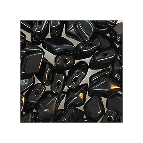 24 stk DIAMONDUO glass two-hole beads rhombus gemduo, 5 x 8 mm Black (Diamonduo-Glas Zwei-Loch-Perlen Rhombus GEMDUO Schwarz) von Bohemia Crystal Valley