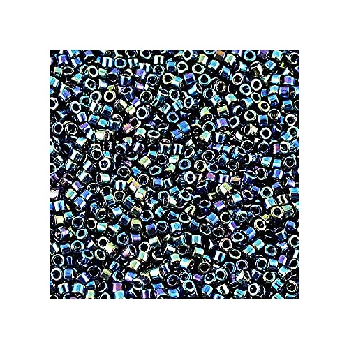 5 g Miyuki Delica Rocailles Seed Beads, 11/0 (1.6 mm) Black AB (Miyuki Delica Rocailles Samenperlen Schwarz AB) von Bohemia Crystal Valley