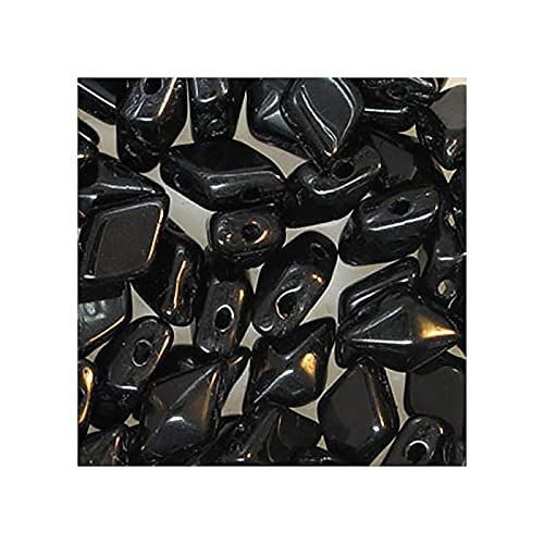 50 g DIAMONDUO glass two-hole beads rhombus gemduo, 5 x 8 mm Black (Diamonduo-Glas Zwei-Loch-Perlen Rhombus GEMDUO Schwarz) von Bohemia Crystal Valley